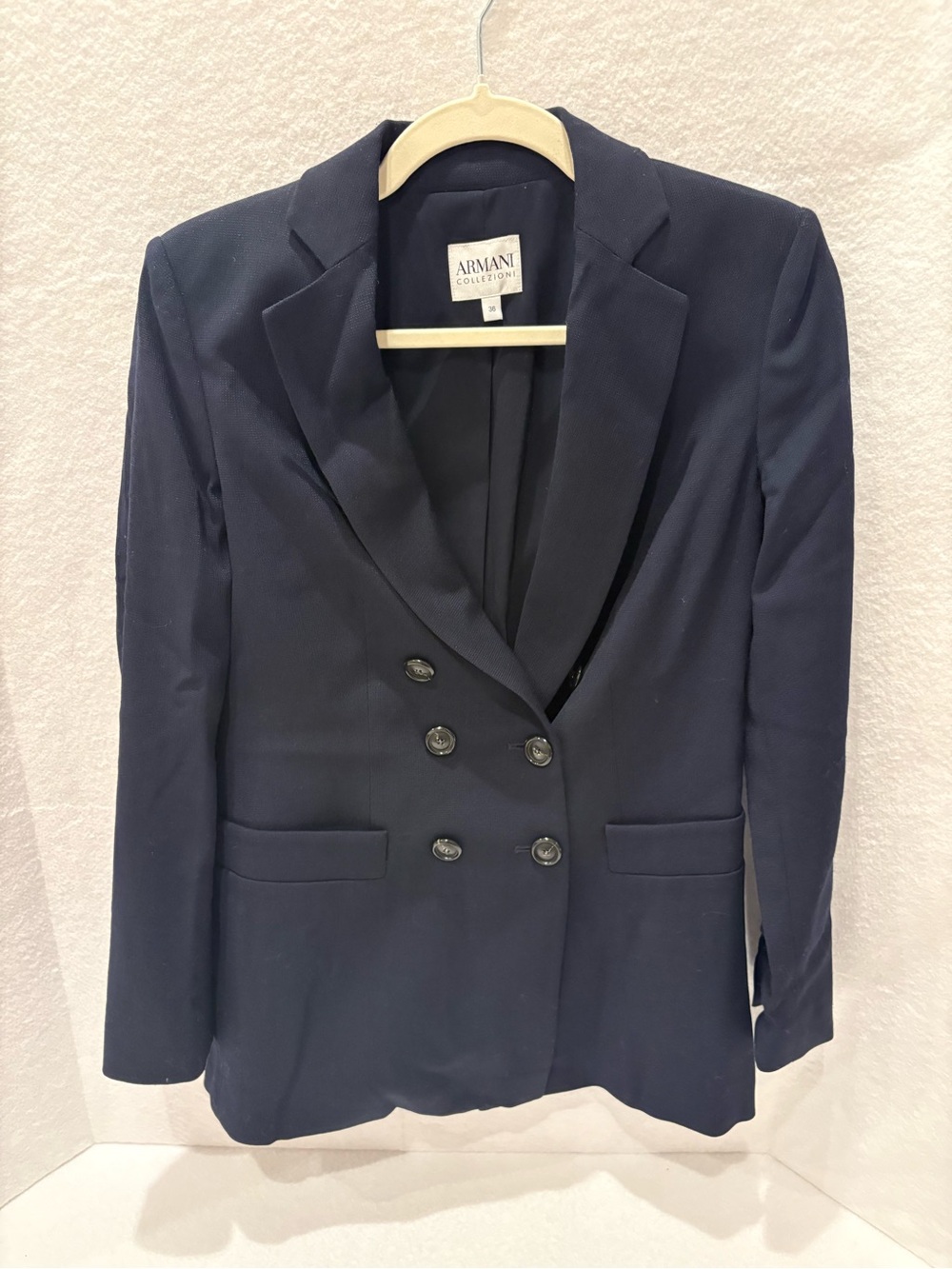 Armani Collezioni Double-Breasted Dark Navy Blazer